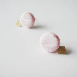 Marble Pink Diamond Earring-粉紅菱形圓耳釘/手工手作耳環/禮物飾物 第4張的照片
