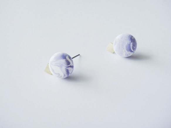 Marble Lavender Diamond Earring-薰衣草紫菱形圓耳釘/手工手作耳環/禮物飾物 第4張的照片