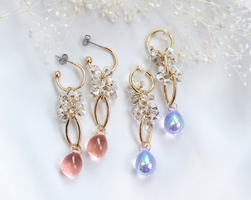D481 ファルファーレ&ドロップ チェコビーズピアス 1_aa06c2be340bc03c0a78f3a9c683