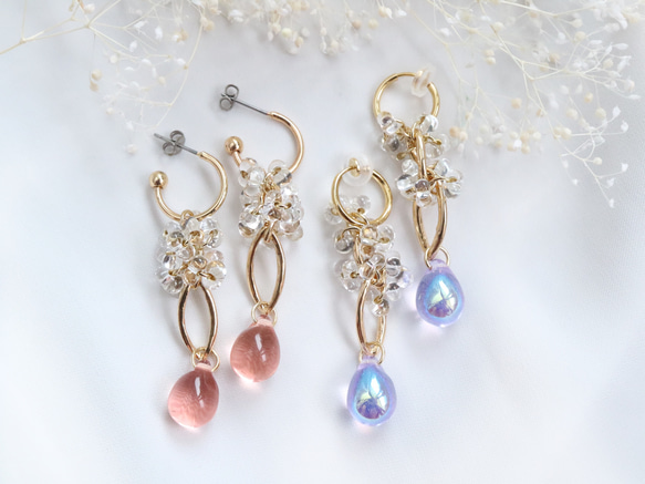 147 チェコガラスファルファーレを沢山使用‼︎ ピアスorイヤリング 147 チェコガラスファルファーレを沢山使用‼︎ ピアスorイヤリング