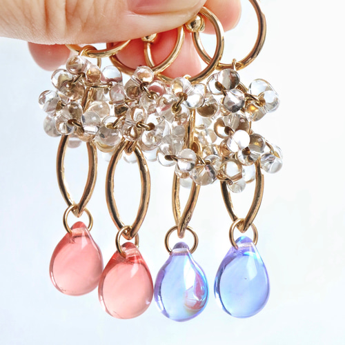 チェコファルファーレビーズとドロップのピアス/イヤリング ピアス