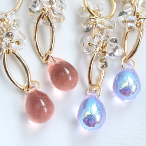 チェコファルファーレビーズとドロップのピアス/イヤリング ピアス