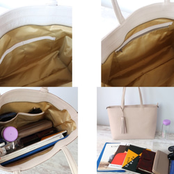 A4サイズトートbag（Ｌ）ファスナー・ショルダー☆ペールピンク☆彡マチ幅１３㎝ver/受注製作・ショルダー紐付き 6枚目の画像