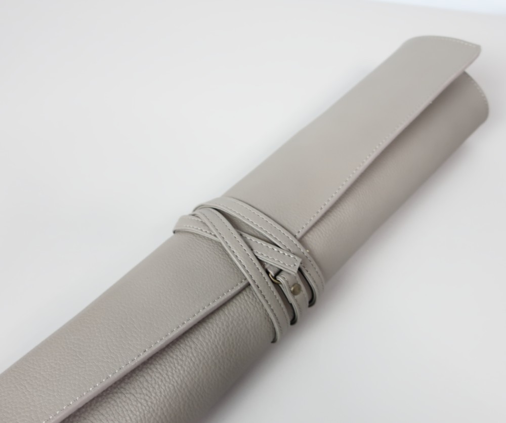 革の包丁ケース・ロールタイプ☆彡グレー・受注生産