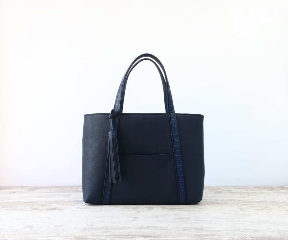 スクエアトートver２/マチ10㎝ver☆彡ネイビー・受注生産