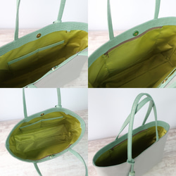 A4サイズトートbag（Ｌ）☆彡シルバー×ミントグリーン・受注製作 6枚目の画像