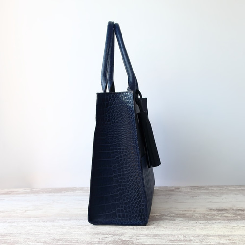 A4サイズしかくトートbag・ver2（ファスナー付き）☆彡ネイビー・お色