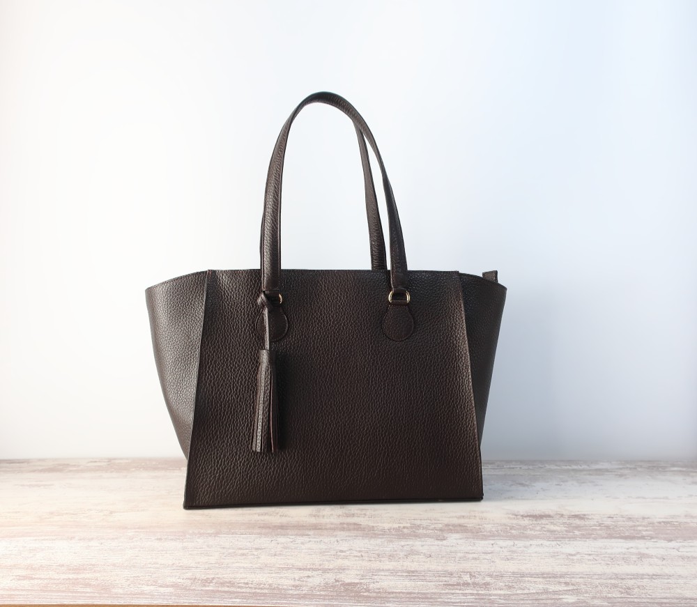 ボヤージュbag.（Ｌ）ファスナーver☆彡ダークブラウン・シュリンクレザー・受注製作