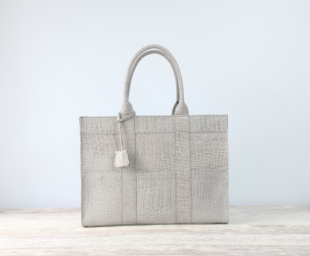 ラポッシュトートbag（L)☆彡受注製作/グレー・A４サイズ対応/お色違いも対応可能です