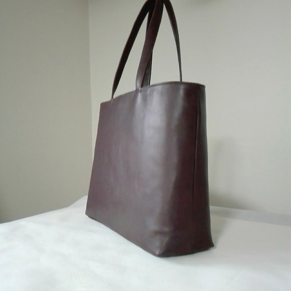 A4尺寸手提袋（L）☆深棕色☆彡 第3張的照片