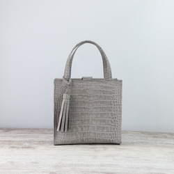 しかくトートbag☆彡グレー ・マチ幅12センチver トートバッグ naoao