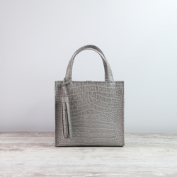 【美品✨超希少】WEL 象革 トートバッグ A4可 チャーム 自立 グレー dbaafaad90bf1db513991ccb71faab