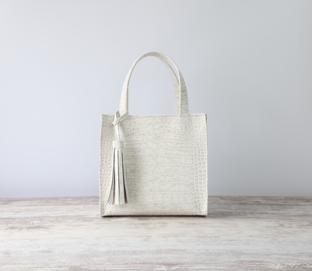 しかくトートbag☆彡ストーンホワイト/受注制作・お色違いも対応可能です