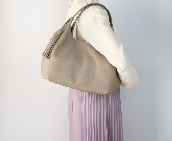 naoao手提袋（L尺寸）☆摩卡，收縮皮革，訂單收到 第2張的照片