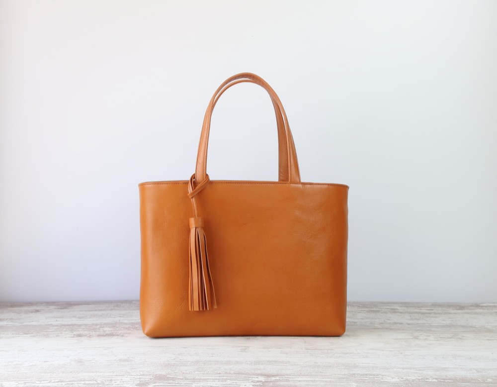 スクエアトートbag/マチ13㎝ver☆彡キャメル・A4サイズ・受注