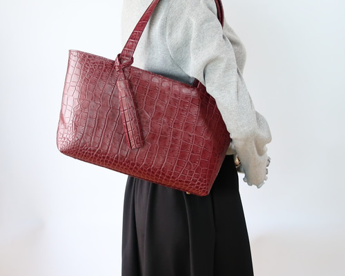 ダックストートMS サイズ☆彡ボルドー・受注生産・内カブセ付き トート