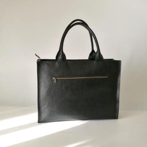 A4サイズしかくトートbag・ver2（ファスナー付き）☆ブラック☆彡