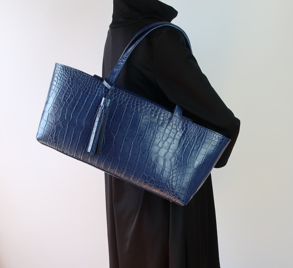 ダックストート（Lサイズ）☆彡ネイビー・内かぶせ付き・受注制作