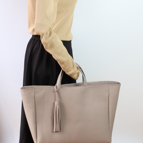 グラントートbag（L)☆彡グレージュ・マチ幅17センチ・受注制作 トート 