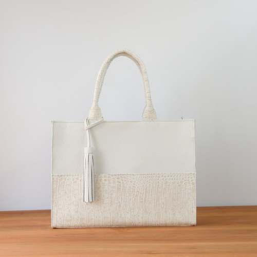 A4サイズしかくトートbag・ver2（ファスナー付き）☆ホワイト☆彡受注