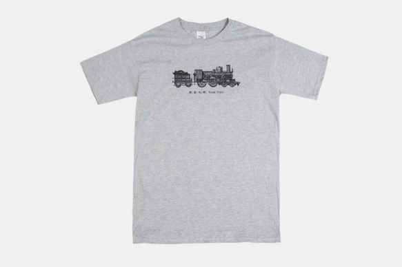 T Shirt：蒸汽火車 Steam Train（Black/Gray Colors） 1枚目の画像