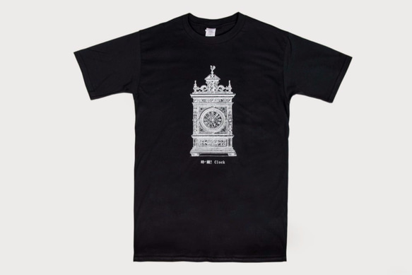 T Shirt：時鐘 Clock（Black/Gray Colors） 3枚目の画像