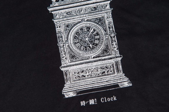 T Shirt：時鐘 Clock（Black/Gray Colors） 4枚目の画像