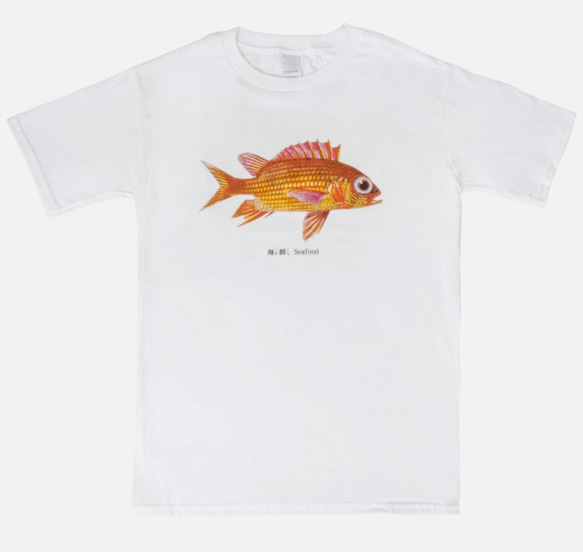 T-Shirt：海鮮 Seafood（Black/White Colors） 5枚目の画像