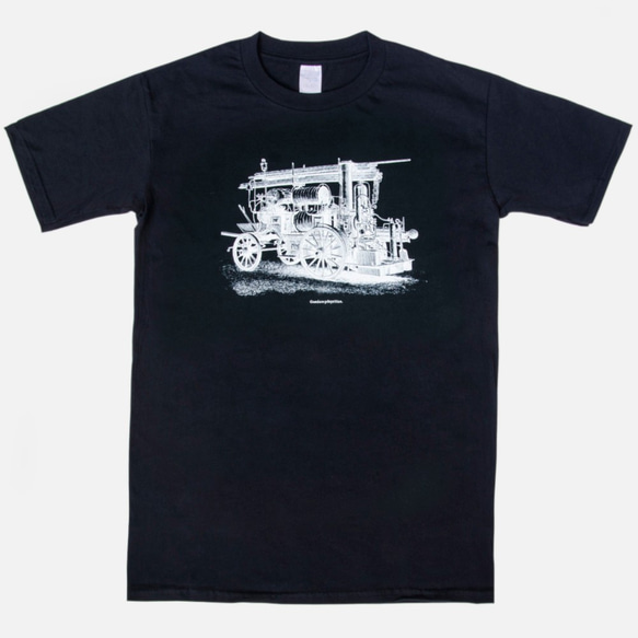 T-Shirt - Vintage Firefighting Truck（Black/Gray Colors） 1枚目の画像