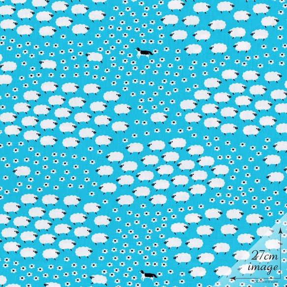 'SHEEEEEP'-sky blue (CO912400 C)ダブルガーゼ【コトリエンヌ生地】 2枚目の画像