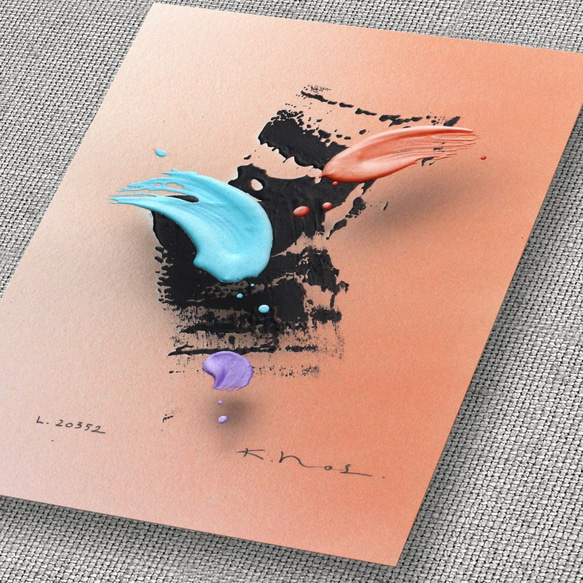 浮遊する筆触　【Layer 20352】　21x16㎝　アクリル/紙　額装 3枚目の画像