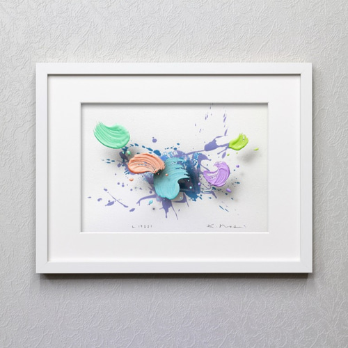 浮遊する筆触 【Layer 19221】 25x32cm アクリル/紙 額装 絵画