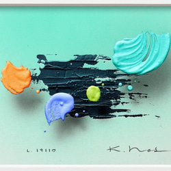 浮遊する筆触　【Layer 19110】　16x21㎝　アクリル/紙　額装 3枚目の画像