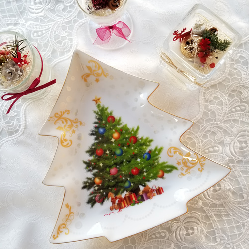 クリスマスツリープレート☆ポーセラーツ 中皿 salon moana 通販