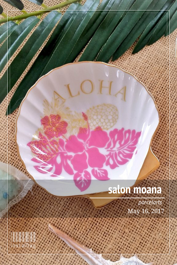 【sold out 】ALOHAなシェルプレート◆ポーセラーツ 2枚目の画像