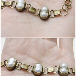 黃銅.珍珠.復古系列-巴洛克珍珠.硫化手工黃銅手鍊 第5張的照片