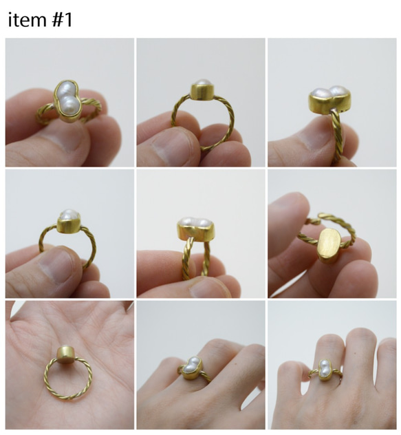 簡單小石系列-巴洛克珍珠‧黃銅戒指 第4張的照片