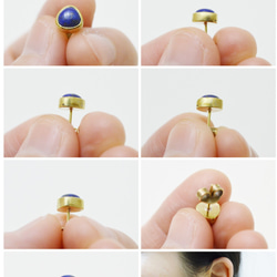 シンプルな小さな石のシリーズ-ラピスラズリ‧真鍮のイヤリング（さまざまな形） 9枚目の画像