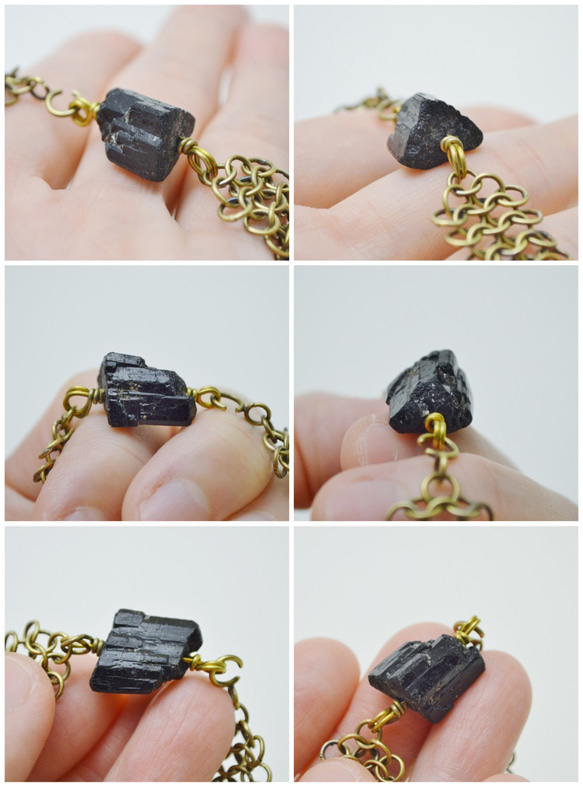 鎖子甲系列-黑色電氣石(碧璽)‧硫化黃銅‧手工手鍊 第6張的照片