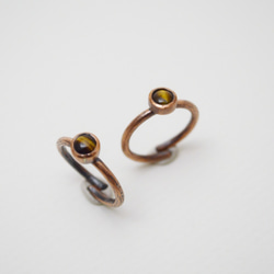簡單小石系列-虎眼石‧紅銅硫化染黑開放式戒指 第1張的照片