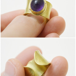 簡單系列-紫水晶‧黃銅‧寬版開放戒圍戒指 第5張的照片