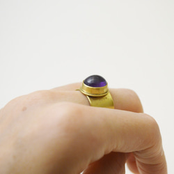簡單系列-紫水晶‧黃銅‧寬版開放戒圍戒指 第9張的照片