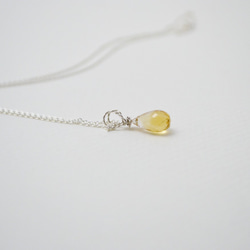 簡單小石系列-刻面水滴黃水晶‧純銀項鍊 第2張的照片
