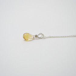 簡單小石系列-刻面水滴黃水晶‧純銀項鍊 第3張的照片