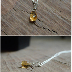 簡單小石系列-刻面水滴黃水晶‧純銀項鍊 第7張的照片
