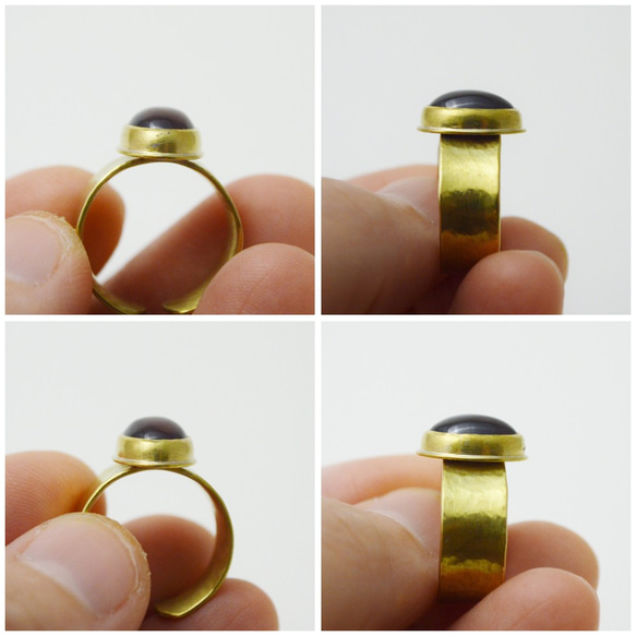 簡單系列-鈣鋁榴石(肉桂石)‧黃銅‧微寬版開放戒圍戒指 第4張的照片