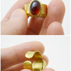 簡單系列-鈣鋁榴石(肉桂石)‧黃銅‧微寬版開放戒圍戒指 第5張的照片