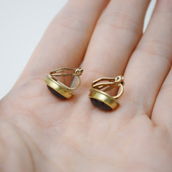 簡單系列-鈣鋁榴石(肉桂石)‧黃銅‧耳夾.夾式.耳環 第5張的照片