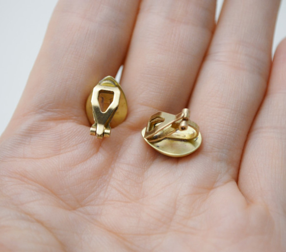 簡單系列-鈣鋁榴石(肉桂石)‧黃銅‧耳夾.夾式.耳環 第6張的照片