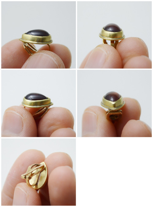 簡單系列-鈣鋁榴石(肉桂石)‧黃銅‧耳夾.夾式.耳環 第7張的照片
